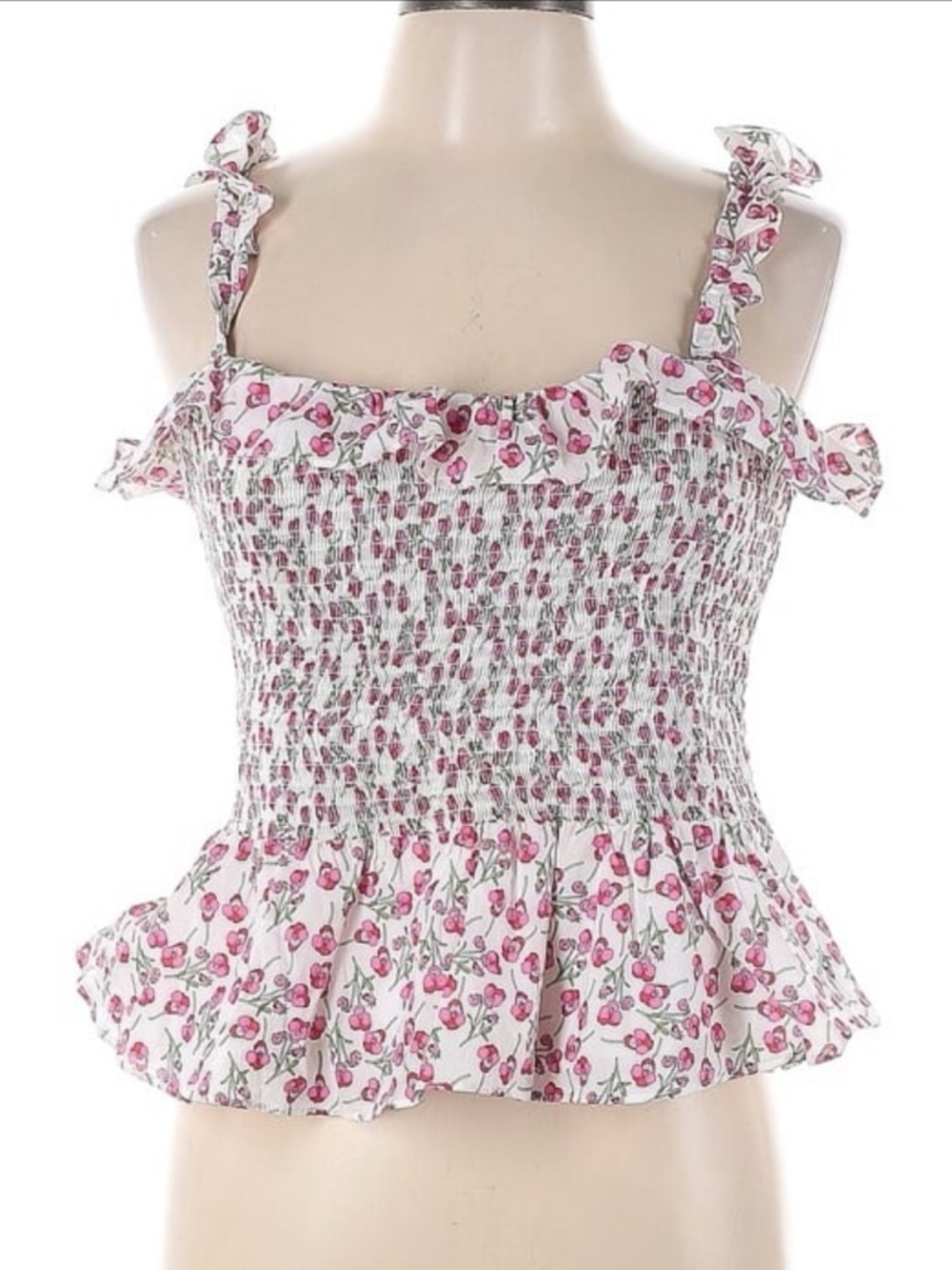 J.Crew Liberty Floral Smocked Peplum Tank Top Size L